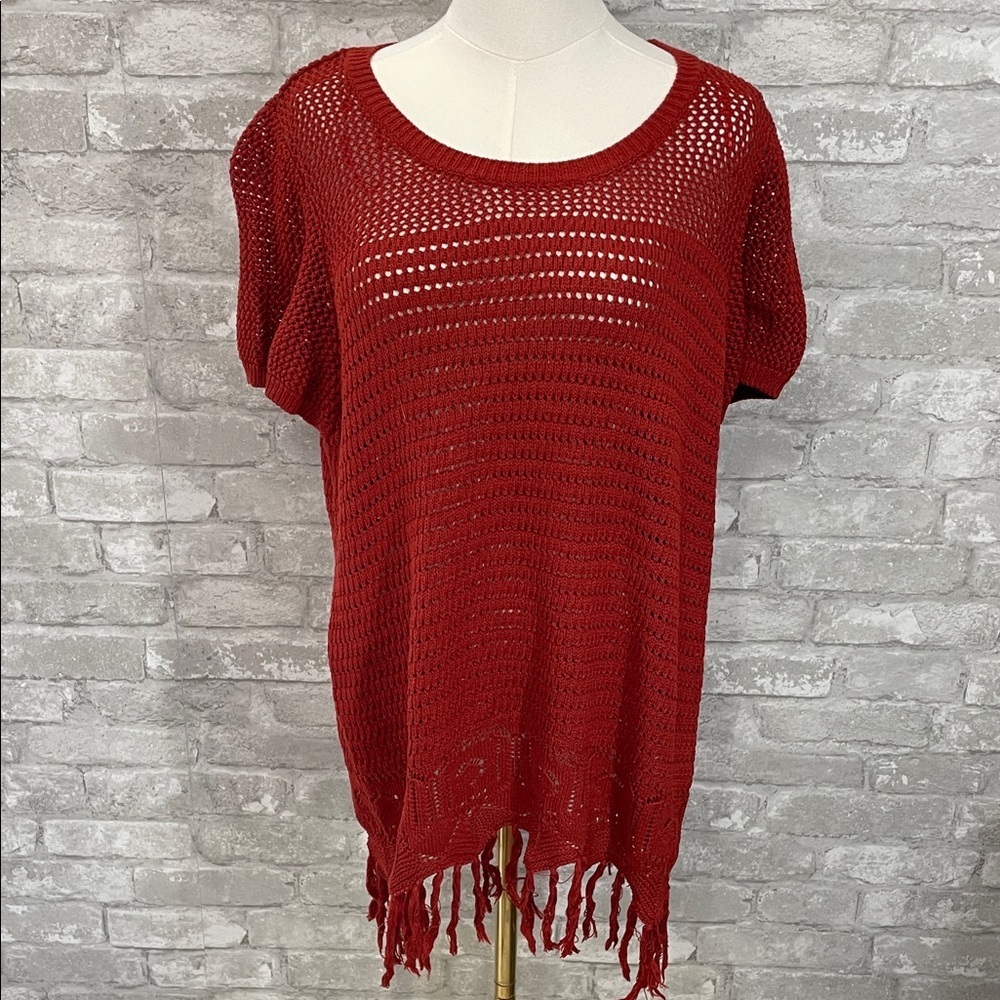 JohnPaulRichard Vibrant Red/Rust Knit Sweater
